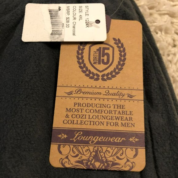 NWT North 15 Sz 4XL Lounge Pants Charcoal Retail $28 - Picture 2 of 5